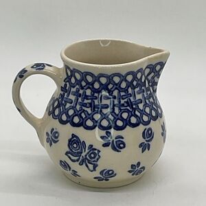 Boleslawiec Blue and White Ceramic Small Pitcher
